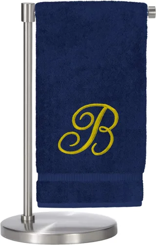 Miniatura 35 de Script R - Toalla de baño con monograma, regalo personalizado, 27 x 54 pulgadas, juego de 1 toalla bordada con texto dorado, 100% algodón turco