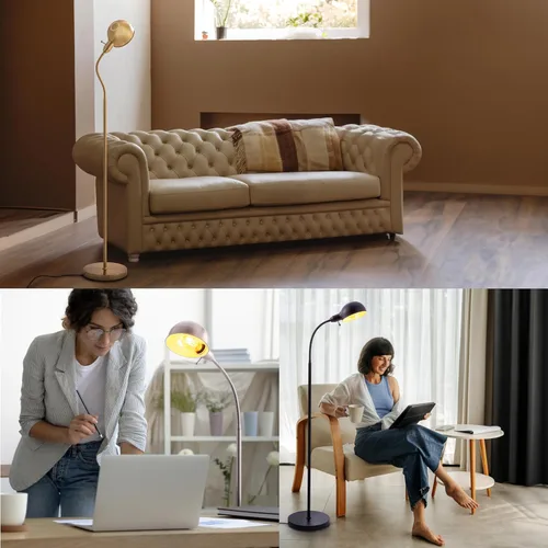 Miniatura 4 de O'Bright Nova - Lámpara de pie ajustable con cuello de ganso flexible y pantalla giratoria, casquillo E26, base de 10 pulgadas - Ideal para lectura
