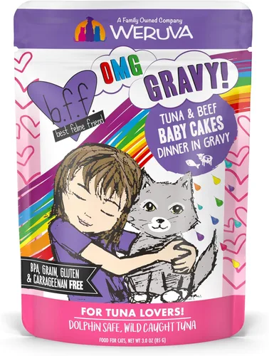 Weruva latas de comida húmeda para gatos sin granos y bolsas B.F.F. (Best Feline Friend), Púrpura