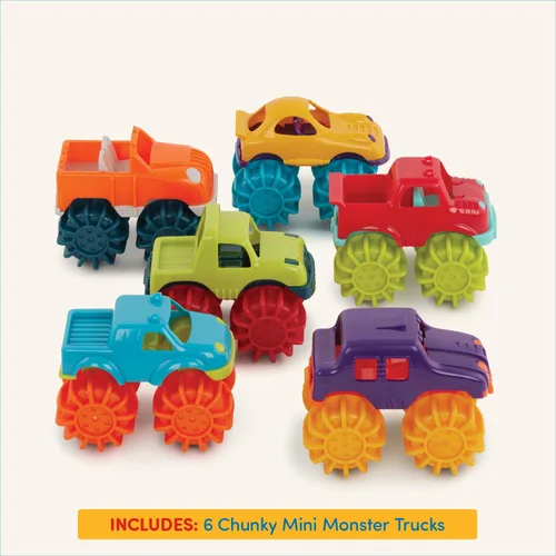 Miniatura 7 de Battat Coches de juguete de plástico - Paquete de 6 y bolsa de almacenamiento - Camiones coloridos para niños pequeños - Fácil de limpiar - Más de 2