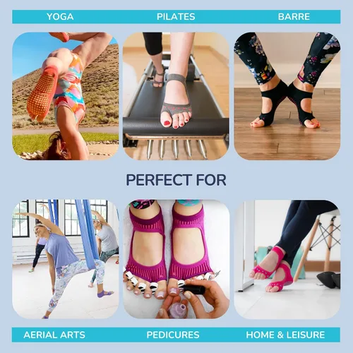 Miniatura 4 de Tucketts Allegro - Calcetines antideslizantes de algodón para yoga, barras, pilates, danza, ballet, tallas 5-13