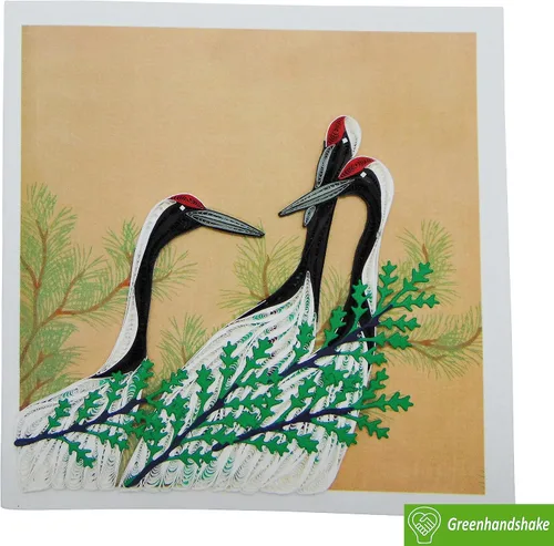 Miniatura 4 de Grues de Momoyogusa – Flores de Cien Generaciones (1909) de Kamisaka Sekka Tarjeta de Felicitación de Arte Filigrana, Tarjeta de Felicitación