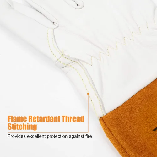 Miniatura 3 de BEETRO Guantes de trabajo 1 par, cuero de vaca dividido resistente al calor/fuego para soldadura Tig, guante para BBQ/almacén/trabajo pesado/manejo