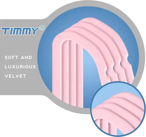 Miniatura 4 de TIMMY Perchas de terciopelo antideslizantes, paquete de 50 perchas ultrafinas que ahorran espacio para trajes y abrigos, soporte para ropa Rosa