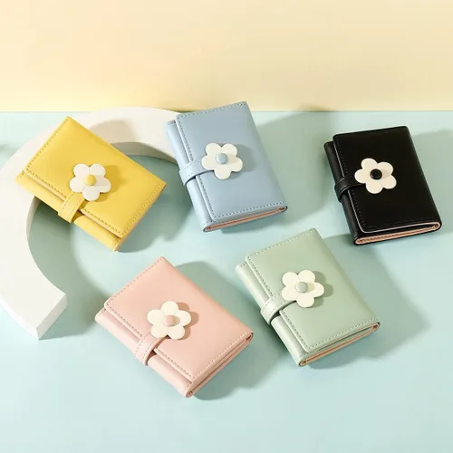 Miniatura 6 de Sunwel Fashion Pequeña y bonita cartera de tres pliegues delgada cartera con ventana de identificación/foto tarjetero con hebilla