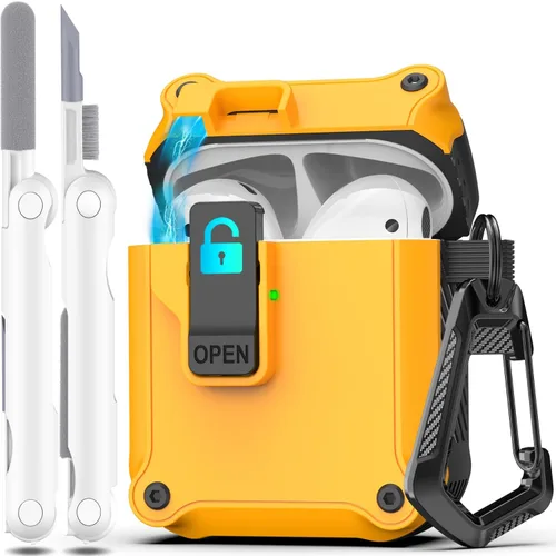 Miniatura 31 de R-fun - Funda para audífonos compatible con AirPods de 4.ª generación 2024, cubierta protectora de expulsión automática a prueba de caídas, puerto