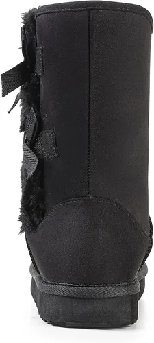 Miniatura 3 de KRABOR Womens Suede Snow Boots Mid-Calf Winter Shoes with Side Bows