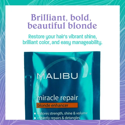 Miniatura 4 de Malibu C Miracle Repair - Reconstructor de cabello, realzador rubio (1 paquete) - Tratamiento nutritivo de reparación del cabello para hebras rubias