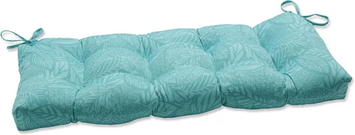Miniatura 11 de Pillow Perfect Cojín para banco/columpio con diseño capitoné para exteriores/interiores, 56 x 18 pulgadas, azul