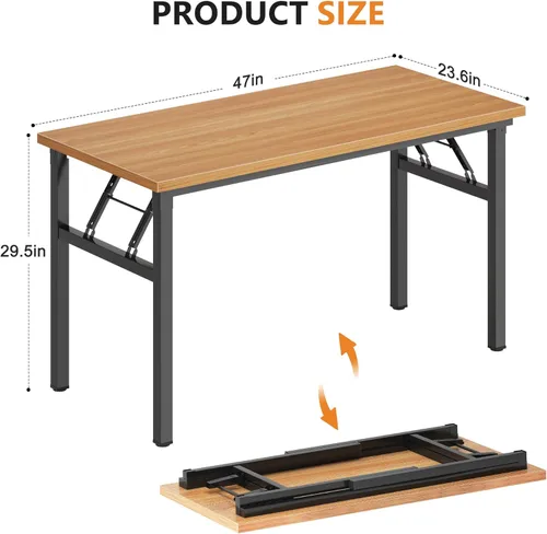 Miniatura 3 de DlandHome - Mesa plegable para computadora de 47 pulgadas, escritorio portátil, mesa de actividades, mesa de conferencias, escritorio de oficina