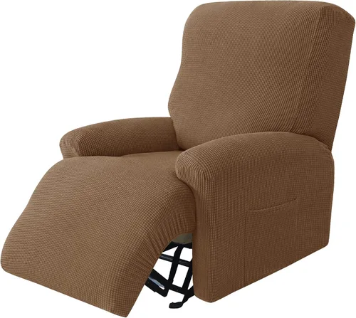 Miniatura 21 de CONRUSER Funda elástica para sillón reclinable, 4 piezas, funda gruesa para sofá de un solo asiento, funda de jacquard suave para sillón reclinable