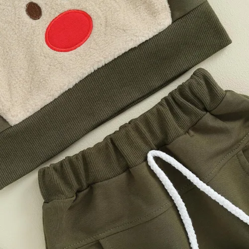 Miniatura 4 de Hoanselay Conjunto de sudadera de manga larga con capucha y pantalones de otoño e invierno para bebé niño