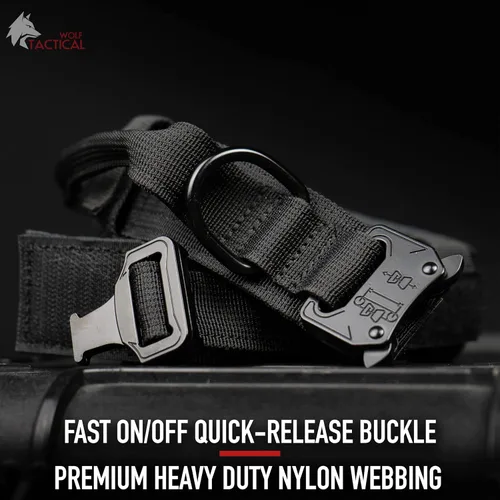 Miniatura 4 de Wolf Tactical Collar de perro - Collar militar resistente para perros grandes - Negro, Talla M