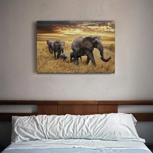 Miniatura 6 de Arte de pared blanco y negro de elefante – Pintura rústica en lienzo – Imagen de animales africanos – Obra de arte natural para decoración de baño