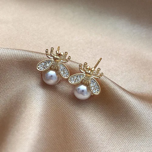 Miniatura 7 de Pendientes de tuerca de circonita S925 para mujer, aretes de perlas barrocas naturales, Latón, Perla