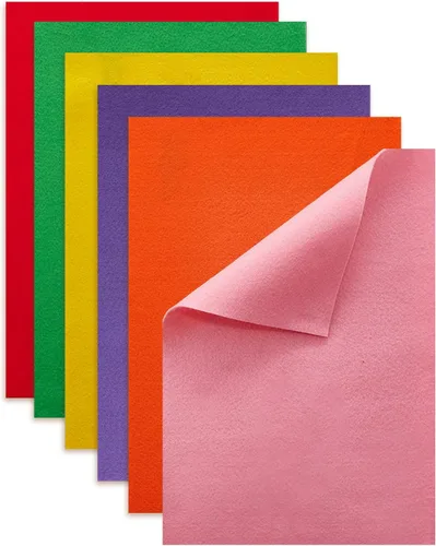 Miniatura 16 de Hojas de fieltro blanco HaoFeiJH - 6 piezas de cuadrados de fieltro suave (8x12 A4), 1.5mm de espesor, ideal para costura, retazos, decoración