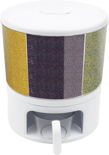Dispensador de cereales, Dispensador de grano giratorio de 360 ° de 6 rejillas, Dispensador de arroz transparente de tamaño de compartimento 24
