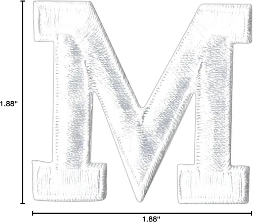 Miniatura 2 de Letras y números blancos de 1-7/8", parche para planchar, bordado (letra M)