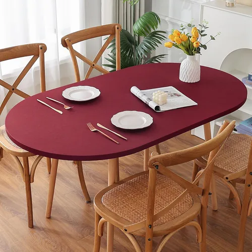Miniatura 19 de Mantel redondo de elastano, suave y agradable a la piel, sin pelusas, funda de mesa de tela transpirable con banda elástica para comedor, reunión
