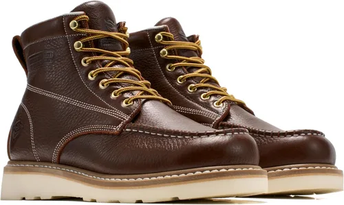 Miniatura 10 de SUREWAY GoodyearWelt, botas de trabajo de 6 pulgadas para hombre, suaves, con punta de acero, de cuero de grano completo, antideslizantes, EH Safety