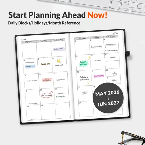 Miniatura 2 de SUNEE - Agenda semanal de bolsillo 2025-2026 de 3.5 x 6 pulgadas, 12 meses (julio de 2025 a junio de 2026), calendario de año académico, tapa dura