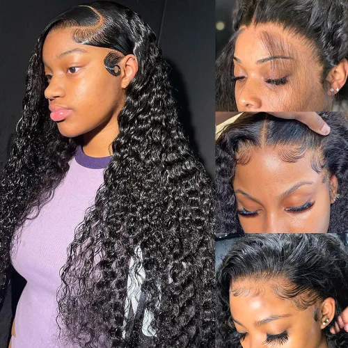 Miniatura 19 de bangjazz 13x4 Peluca de encaje frontal de onda profunda de cabello humano 180% de densidad, peluca frontal de onda profunda de cabello humano HD