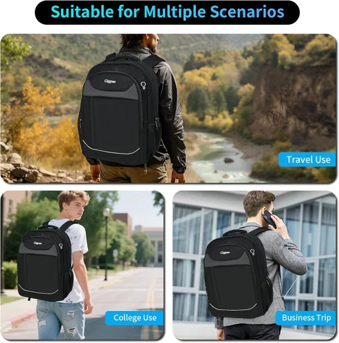 Miniatura 7 de Mochila de viaje antirrobo duradera para hombre con puerto USB y organizador, bolsa de computadora resistente al agua, equipaje de mano para hombre