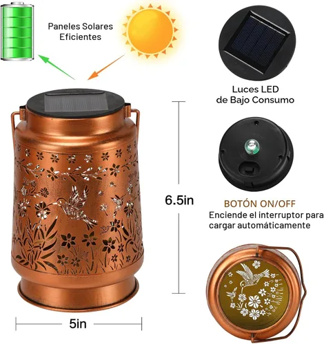 Miniatura 4 de Faroles solares de colibrí para exteriores, impermeables, decoración de jardín, luz LED de metal, regalos de cumpleaños para mujeres, mamá, regalos