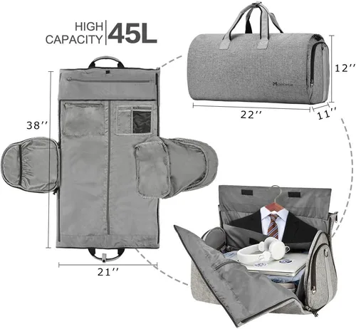 Miniatura 2 de Modoker - Bolsa convertible para ropa con correa para el hombro, unisex, bolsa viaje 2 en 1