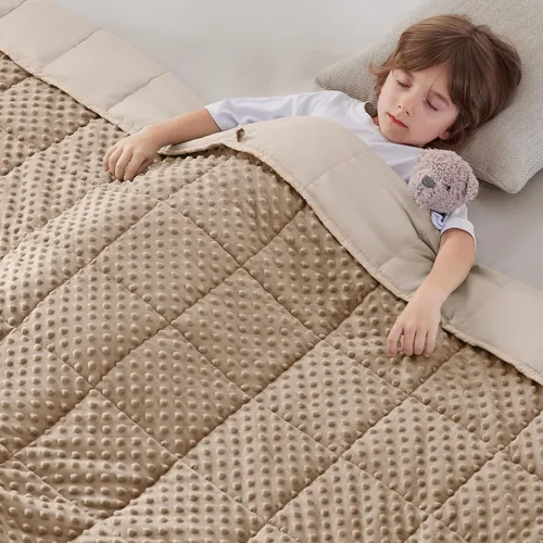 Miniatura 36 de anfie - Manta con peso para niños (40 x 60 pulgadas, 7 lb), manta refrescante para dormir, tamaño de manta ligera, transpirable, con cuentas de Gris