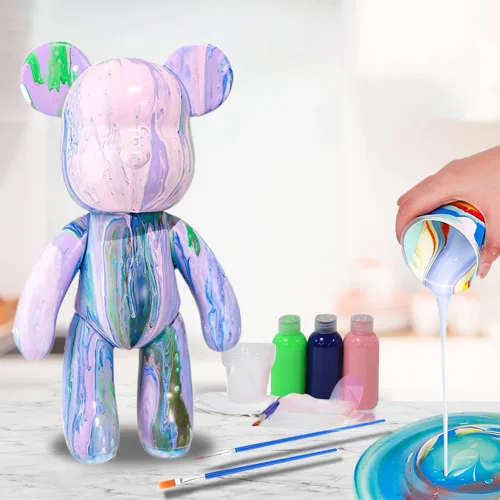 Miniatura 16 de HANDA - Juego de pintura de oso de peluche fluido para bricolaje, decoración creativa para el hogar, figura de muñeca hecha a mano, juguetes