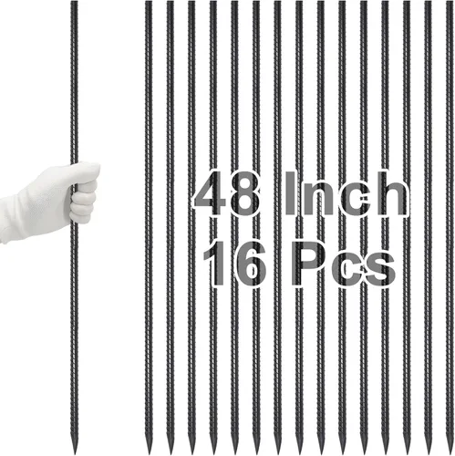 Miniatura 21 de VVOKGO - Juego de estacas de refuerzo de 24 pulgadas, estacas de forma recta para concreto, resistentes (8 piezas), estacas de acero de metal