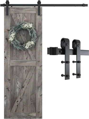 Miniatura 8 de SMARTSTANDARD Kit de herrajes para puerta corrediza de granero heavy duty resistente de 5 pies, suave y silencioso, incluye instalación detallada