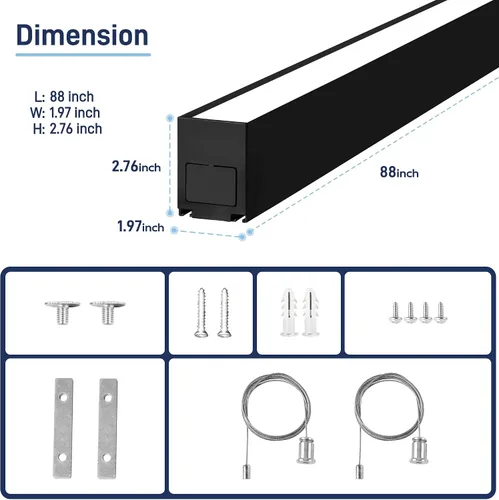 Miniatura 5 de hykolity Luz LED de canal lineal suspendida arquitectónica de 4 pies enlazable, 23/32/40W 3000K/4000K/5000K CCT seleccionable, accesorio