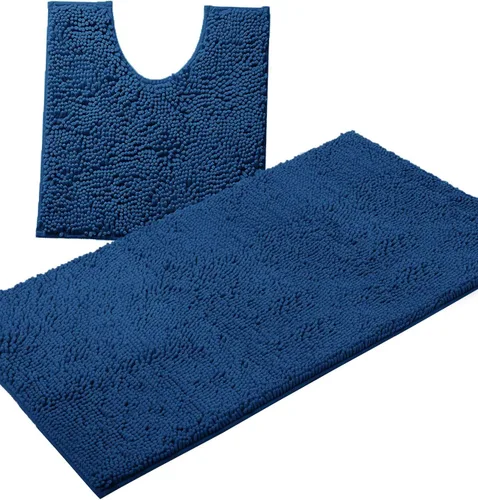 Miniatura 21 de LuxUrux Juego de 2 tapetes de baño de felpa extrasuave, material de microfibra de felpilla de 1 pulgada, color verde súper absorbente