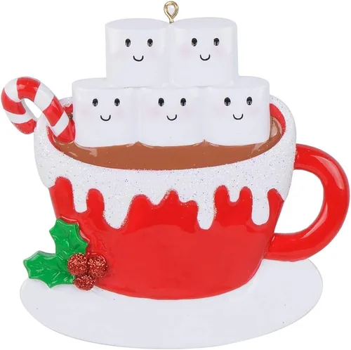 Miniatura 9 de Taza de malvavisco de chocolate caliente para pareja, adorno para árbol de Navidad 2025, adorno de Navidad personalizado para familia de 2, regalo