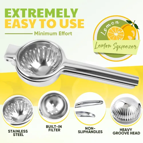 Miniatura 4 de Lemon Squeezer Large, Lemon Squeezer Juicer Stainless Steel, Heavy Duty Manual Citrus Juicer Hand Press, Kitchen Tools Lime Squeezer Bar Tool, Easy
