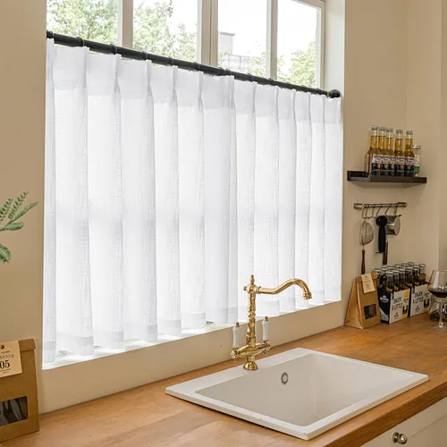 Miniatura 137 de Cortinas de lino natural con pliegues fruncidos de 120 pulgadas de largo para sala de estar, cortinas plisadas con ganchos y lengüeta trasera