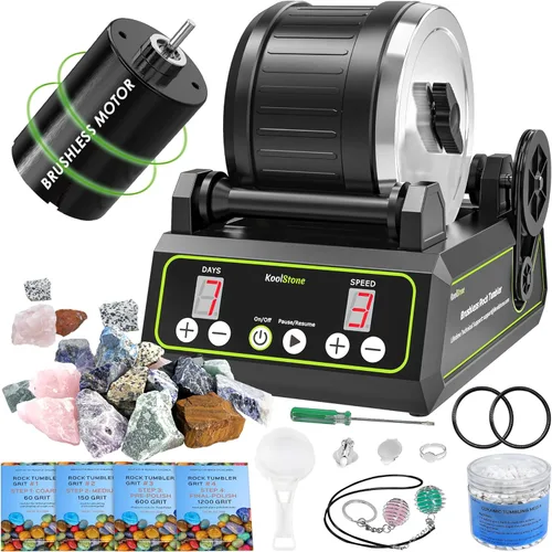 Kit de pulidor de roca sin escobillas C1 Pro - Pulidor rotativo profesional de gran capacidad de 2.5LB, hasta 3 veces más duradero, pulidor con vida