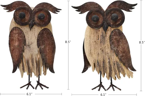Miniatura 6 de Figuras rústicas de búho, decoración de estatua de animal para el hogar, soporte de madera, esculturas de búho, decoración para sala de estar
