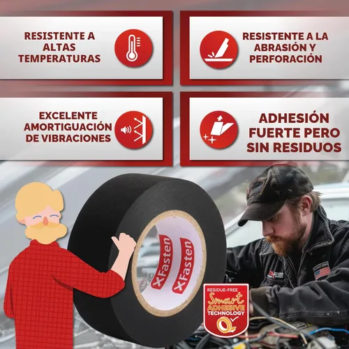 Miniatura 3 de XFasten Cinta de arnés de cables, 3/4 pulgadas x 50 pies (paquete de 5), arnés de cableado de alta temperatura, cinta eléctrica de tela de fieltro