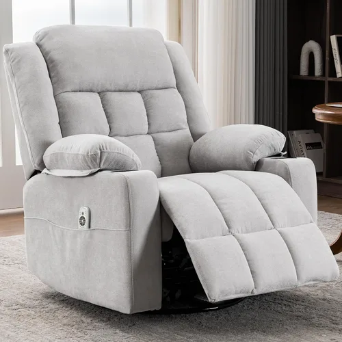 Miniatura 10 de Ketaiyou Silla reclinable giratoria eléctrica para adultos con masaje y calor, puertos USB y tipo C, posición infinita, sillón reclinable eléctrico