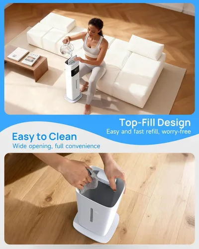 Miniatura 8 de Humidificadores de niebla cálida y fría para dormitorio, 500 pies cuadrados, humidificador de llenado superior de 2.1 galones/8L, habitación grande
