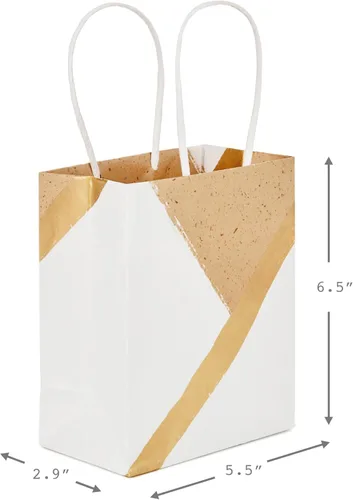 Miniatura 2 de Hallmark Bolsas de regalo pequeñas de papel de 6 pulgadas, paquete de 8 (blanco y kraft) para cumpleaños, Navidad, bodas, graduaciones, baby