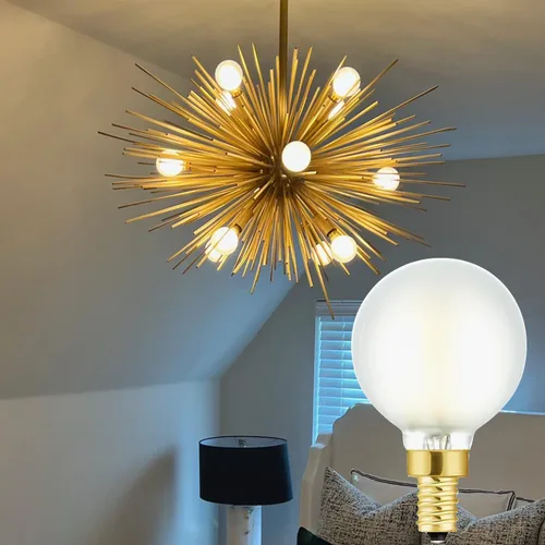 Miniatura 5 de Leools Bombillas LED esmeriladas E12, bombillas de candelabro regulables de 40 W, 2700 K, blanco cálido, G16.5, 4 W, E12 g50, globo vintage
