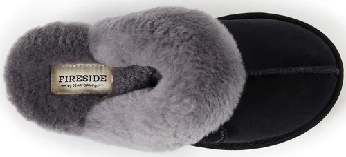 Miniatura 5 de Dearfoams Fireside Sydney Pantuflas anchas de piel de oveja para mujer, para interiores y exteriores