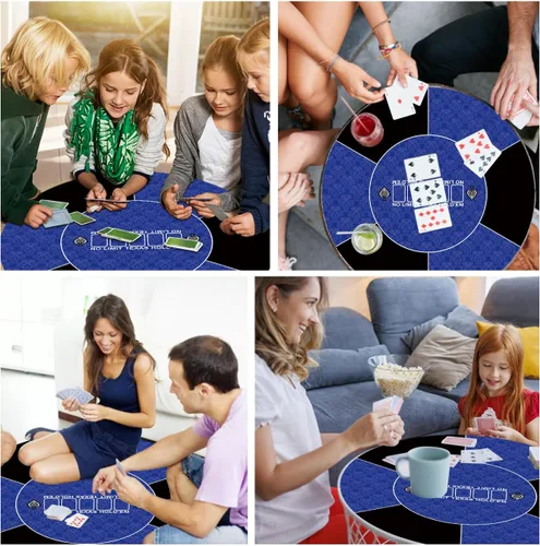 Miniatura 7 de Tapete redondo de póquer, 39/47/55/63 pulgadas, 6-10 personas, tapete de goma de Texas Poker plegable, mesa de póquer portátil, adecuado