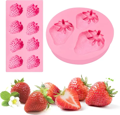 Miniatura 8 de Moldes de fondant de frutas para decoración de pasteles, 2 piezas, mini fresa, piña, plátano, caramelo, chocolate, molde de silicona para cupcakes