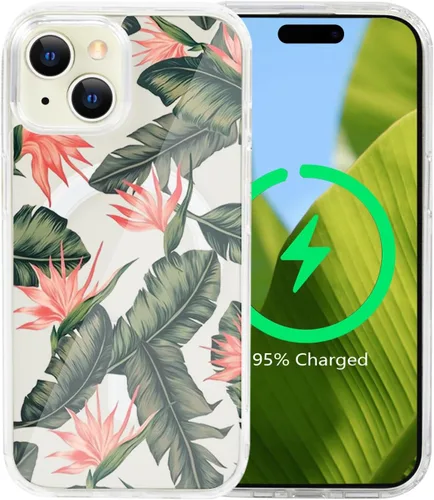Miniatura 21 de Funda magnética de flores para iPhone 15 [compatible con MagSafe] Bonito patrón floral transparente a prueba de golpes