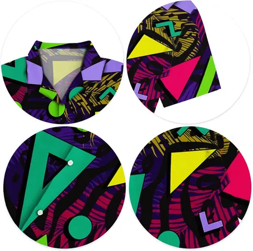 Miniatura 5 de Trajes de los años 80 y 90 para mujer, camiseta temática de fiesta de los años 80, camisas hawaianas con botones de los años 90, camisetas retro